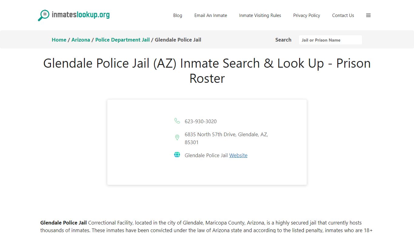 Glendale Police Jail (AZ) Inmate Search & Look Up - Prison Roster